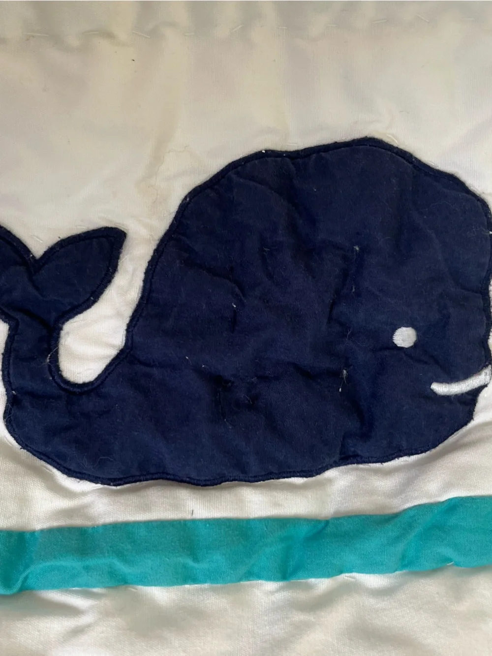 Baby Whale Quilted Blanket in White and Teal - Pottery Barn Kids